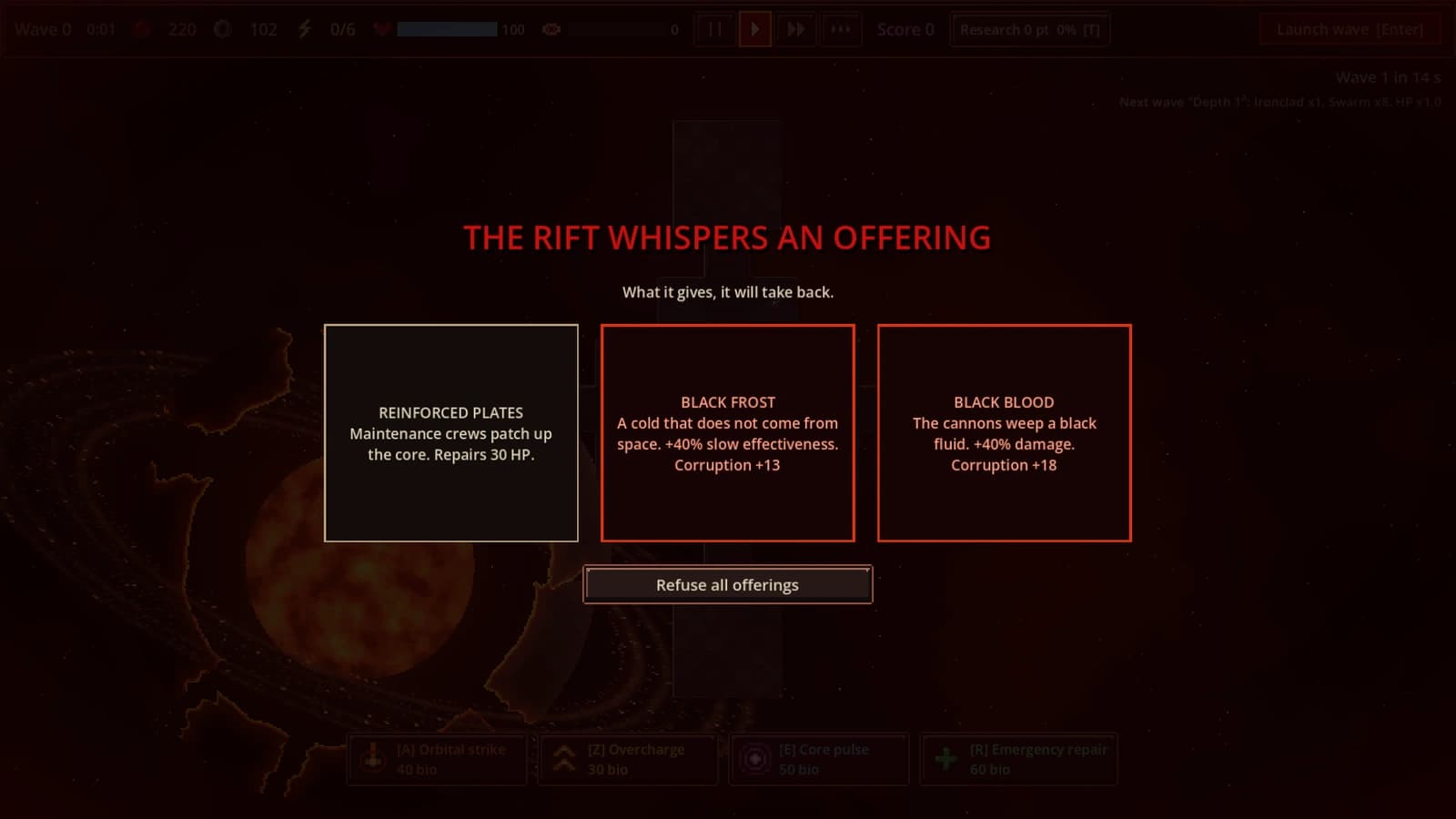 An offering from the rift: one safe card, two corrupted ones