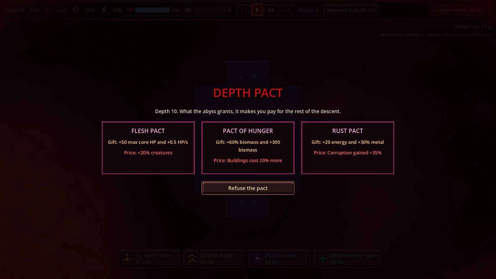 A depth pact after the first boss